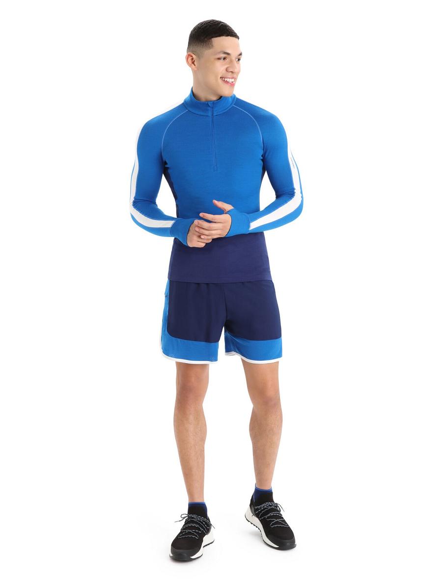 Base Layers Icebreaker 260 ZoneKnit™ Merino Long Sleeve Half Zip Homme Bleu Royal Bleu Marine | FR 1324KORI